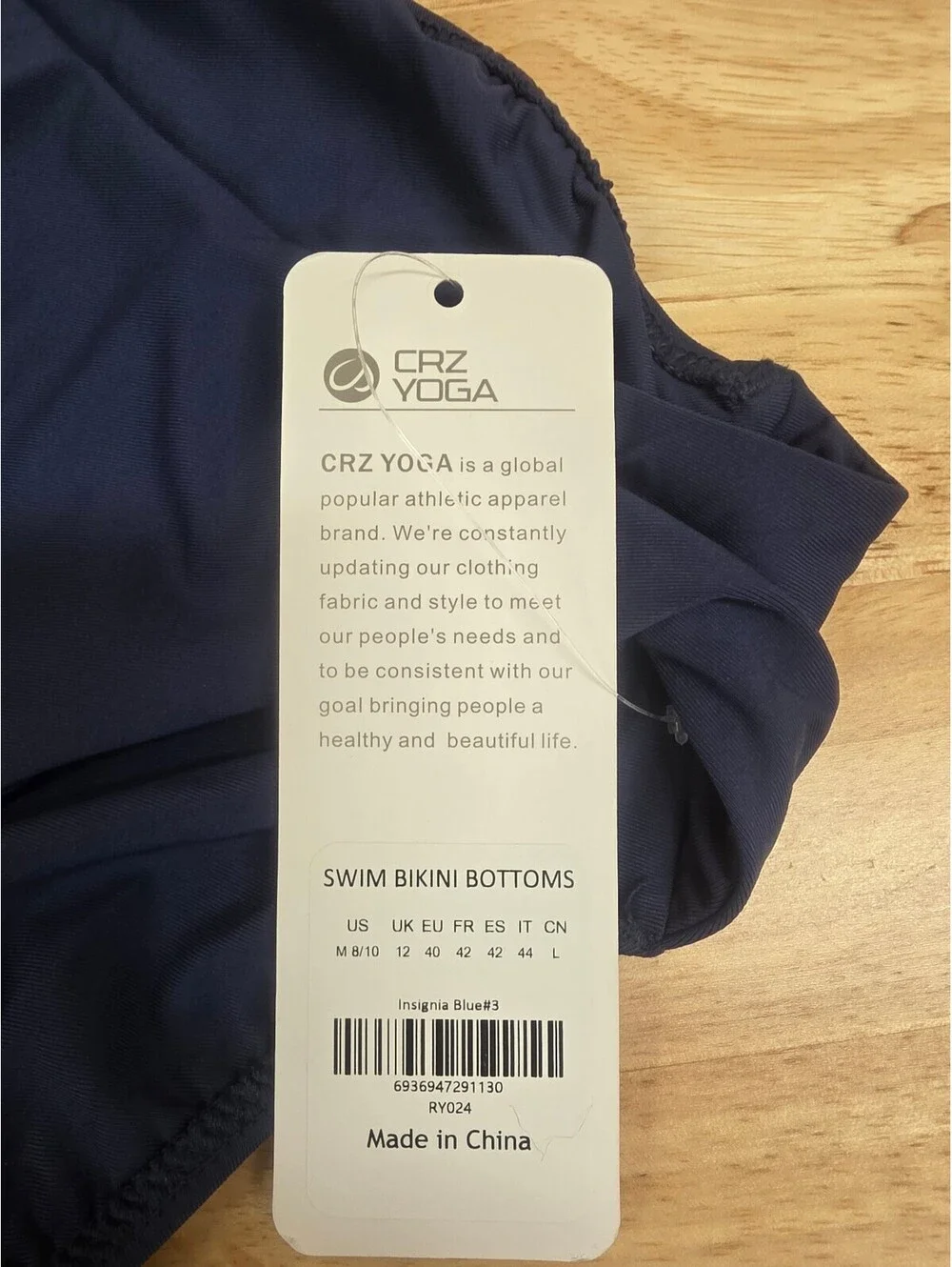 CRZ YOGA Women’s High Waisted Bikini Bottom Tummy Control Insignia Blue Medium